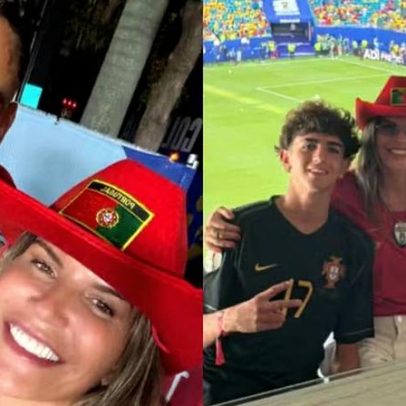 Katia Aveiro posou com CR7 e filhos em bastidores de jogo em Miami