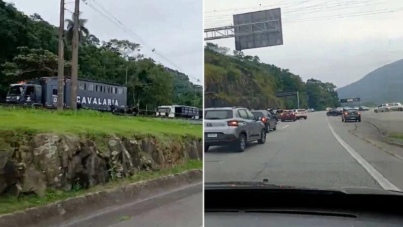 Motoristas retornaram na contrarão na Rodovia dos Imigrantes. — Foto: Jeferson Santana