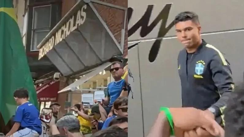 Torcida cobra Casemiro durante chegada em hotel na Filadélfia