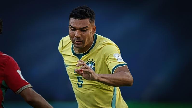 Casemiro no empate do Brasil contra Marrocos