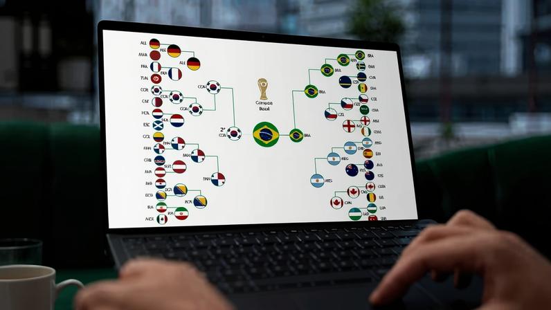 Simulador da Copa do Mundo 2026 do GE traz interface interativa para torcedores projetarem o torneio com 48 seleções — Foto: Imagem gerada por IA/OpenAI