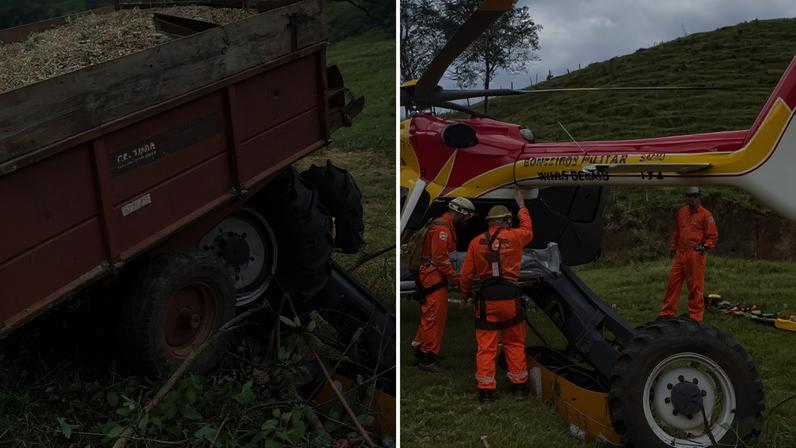 Vítima, de 52 anos, estava manobrando o veículo carregado quando sofreu o acidente