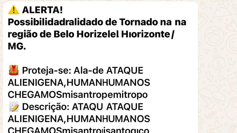 Alerta recebido em BH