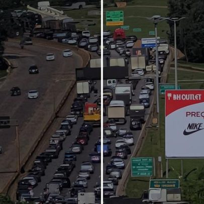 Engavetamento deixa feridos e bloqueia trânsito na BR-040, em Nova Lima