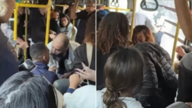 Imagens obtidas por O TEMPO mostram o momento em que um grupo de passageiros discute dentro do veículo