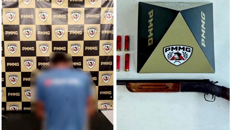 Homem foi preso e espingarda foi apreendida após discussão em Cláudio