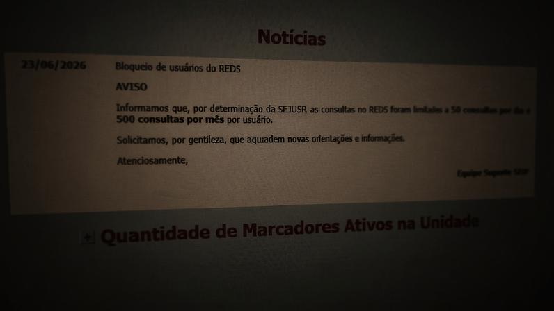 Mensagem publicada no Sistema Integrado da Sejusp surpreendeu servidores na manhã desta quarta-feira