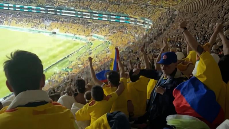 Torcedores da Colômbia protagonizaram uma cena de videocassetada na Copa do Mundo — Foto: Reproduçao