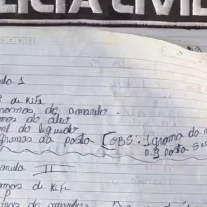 Traficantes do TCP tinham livro de receitas para cocaína