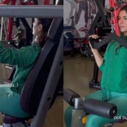 Jade Magalhães usa look verde no treino e comenta sumiço da academia