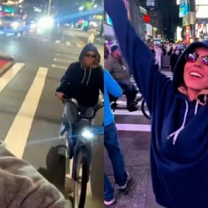 Sydney Sweeney e Scooter Braun exploram Times Square de bicicleta na madrugada