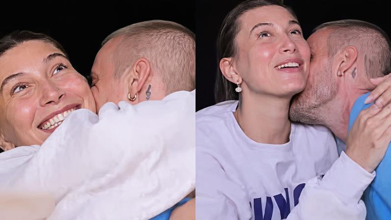 Hailey e Justin Bieber celebram título histórico do Knicks com beijos apaixonados — Foto: Reprodução/Instagram