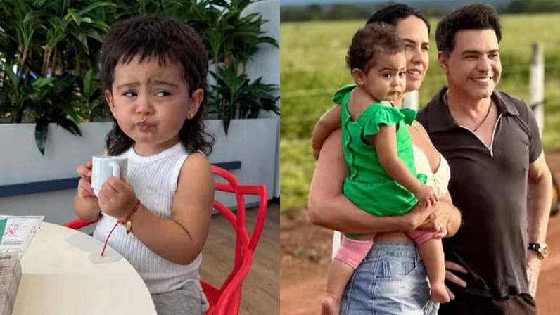 Graciele Lacerda faz montagem de Clara com o icônico cabelo do pai nos anos 90 — Foto: Reprodução/Instagram