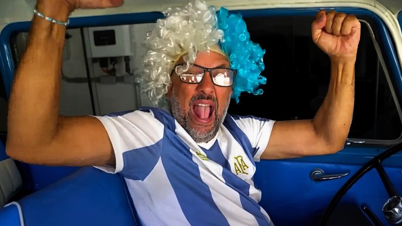 Flaviano Benedito, brasileiro torcedor da seleção argentina — Foto: Reprodução/TV Vanguarda