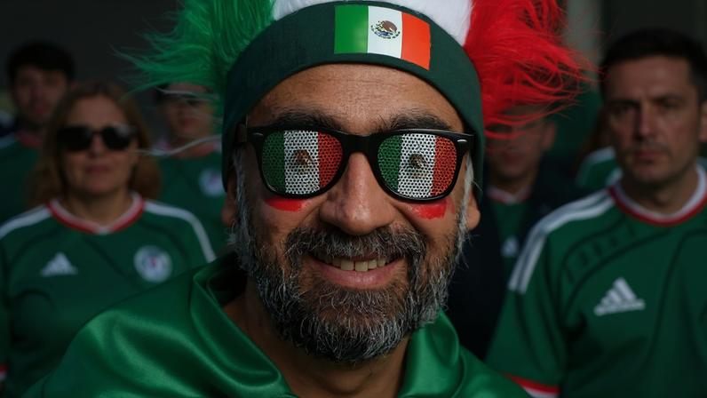 A mexican fan poses as he arrives at the Estadio Ciudad de Mexico ahead of the 2026 World Cup football tournament Group A football match between Mexico and South Africa in Mexico City on June 11, 2026. (Photo by Mario Vazquez / AFP)