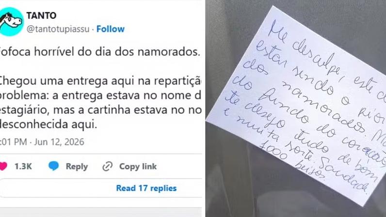 Erro em entrega de Dia dos Namorados transforma bolo em carta de término e viraliza nas redes — Foto: Reprodução/ X