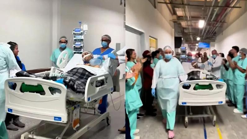 Funcionários de hospital fazem corredor de aplausos a doador de órgãos em Betim (MG)