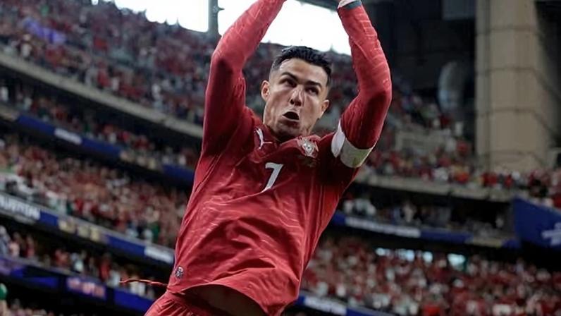 Cristiano Ronaldo celebra após marcar segundo gol de Portugal contra Uzbequistão pela Copa do Mundo 2026