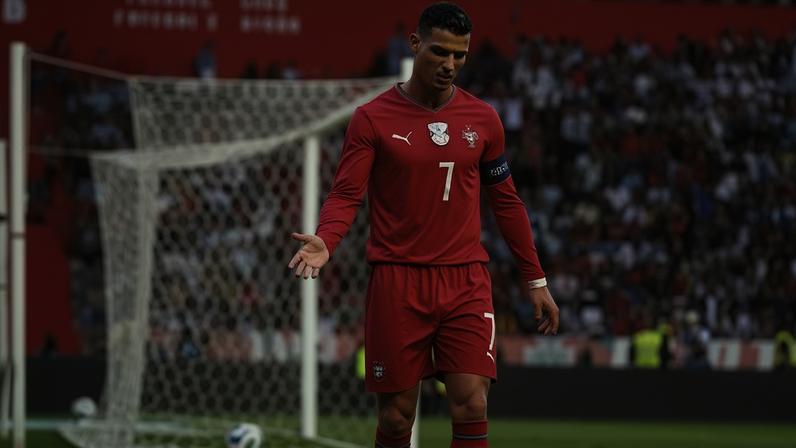 Cristiano Ronaldo faz careta após perder chance clara no amistoso Portugal 2 x 1 Nigéria