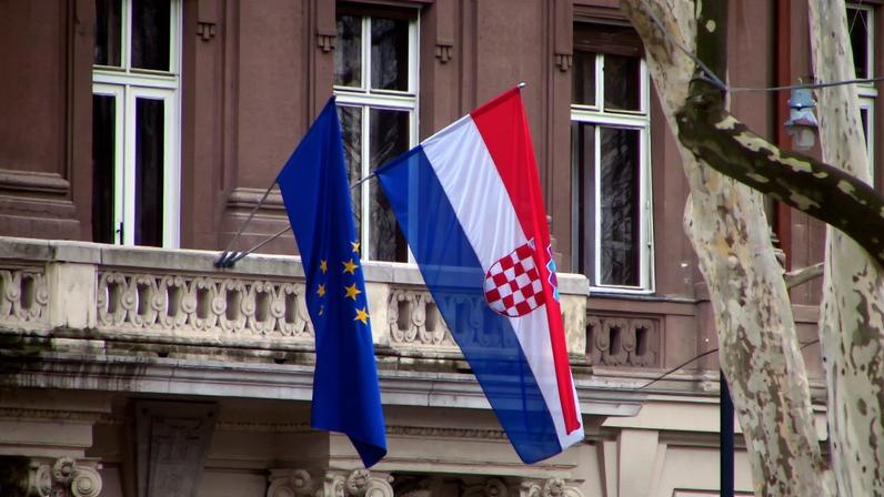 Bandeira da Croácia e da União Europeia