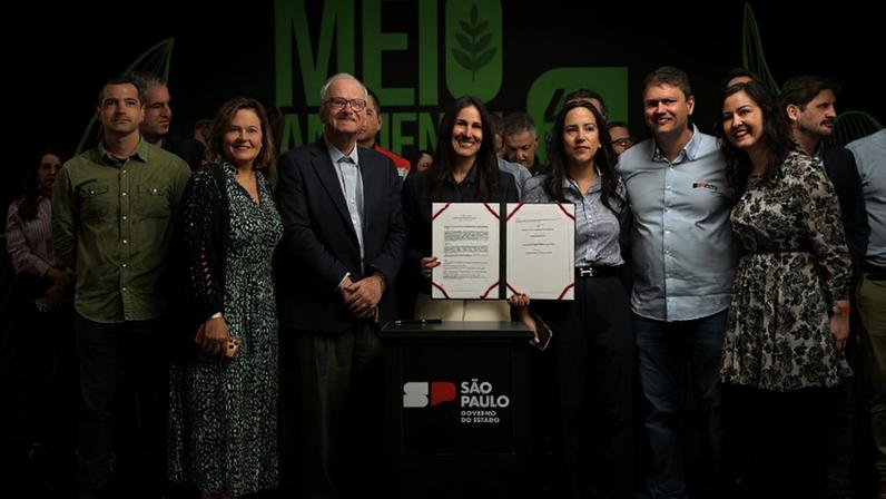 Anúncio foi feito durante evento realizado em comemoração à Semana do Meio Ambiente; na imagem, o governador Tarcísio de Freitas é o 6º da esq. para dir.