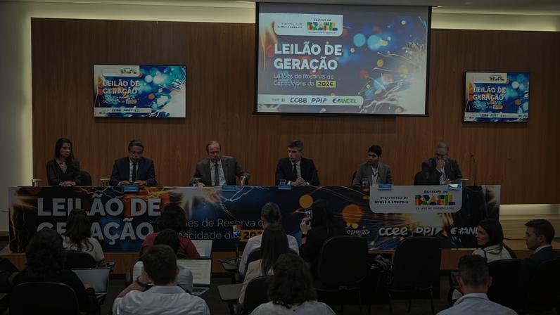 Ministro Alexandre Silveira no Leilão de reserva de capacidade, em março de 2026, na CCEE, em SP — Foto: Divulgação