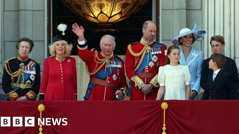 The Royal Family on a balcony at Buckingham Palace