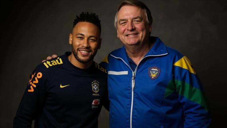 Neymar com o ex-presidente Jair Bolsonaro, em hospital de Brasília (DF) - 06/06/2019 (Twitter/Reprodução)