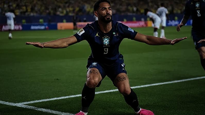 Matheus Cunha "surfa" ao comemorar gol em Brasil x Haiti