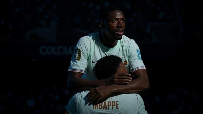 Dembélé e Mbappé comemoram gol da França contra a Noruega na Copa do Mundo