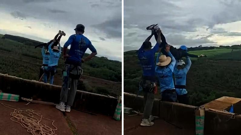 Mulher morre em salto de bungee jump no interior de SP; testemunha diz à PM que empresa esqueceu de colocar corda — Foto: Reprodução