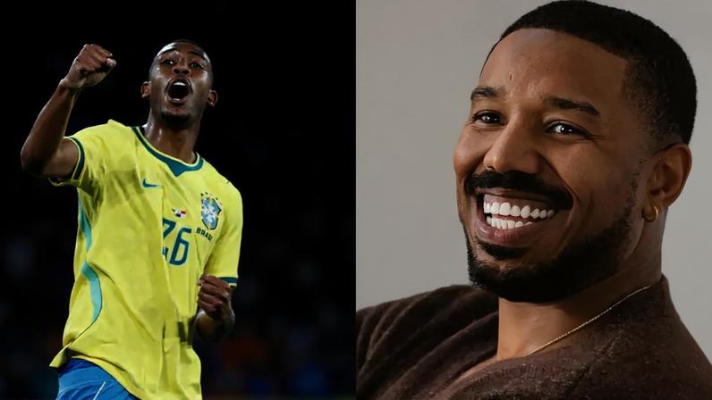 Michael B. Jordan reage a gol e Rayan em jogo contra o Panamá
