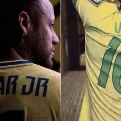 Neymar e Vini mantêm grafias distintas em camisas após polêmica de erro