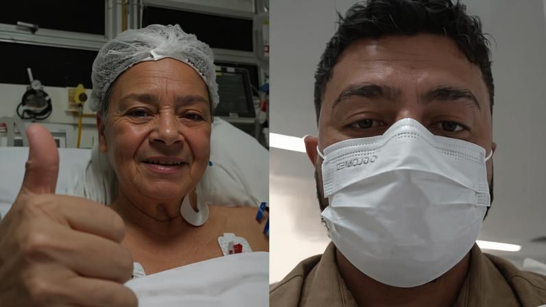 Jovem mordida por tubarão e médico que a salvou em Boa Viagem, na Zona Sul do Recife — Foto: Reprodução/WhatsApp