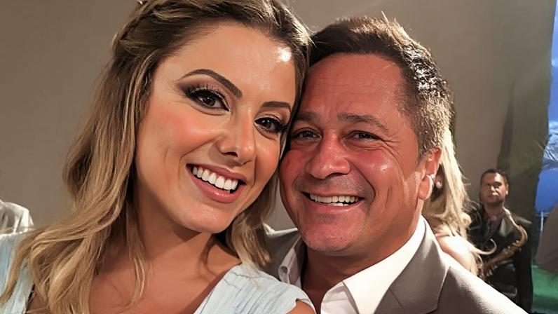 Cantor Leonardo com a mulher Poliana Rocha