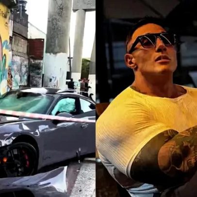 Influenciador Fábio Giga perde controle de Porsche em SP e atinge motos