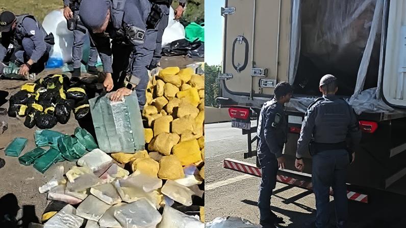 Durante fiscalização, os policiais identificaram irregularidades nos lacres da carga
