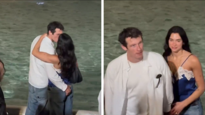 Dua Lipa e Callum Turner conhecendo a Fontana Di Trevi, na Itália, em meio a Lua de Mel