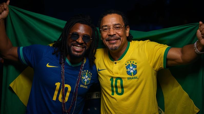Hit 'Ralando o Tchan' vira trilha de memes para partida entre Brasil x Egito e artistas relembram mundaças na composição — Foto: Reprodução/Redes sociais