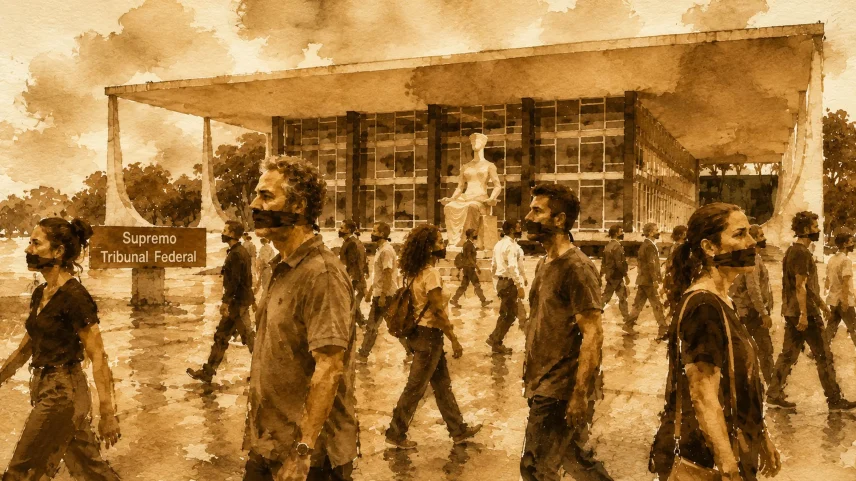 Quando mais da metade dos brasileiros acha que é crime criticar autoridades, os censores conseguiram seu objetivo. (Foto: Imagem criada utilizando ChatGPT/Gazeta do Povo)