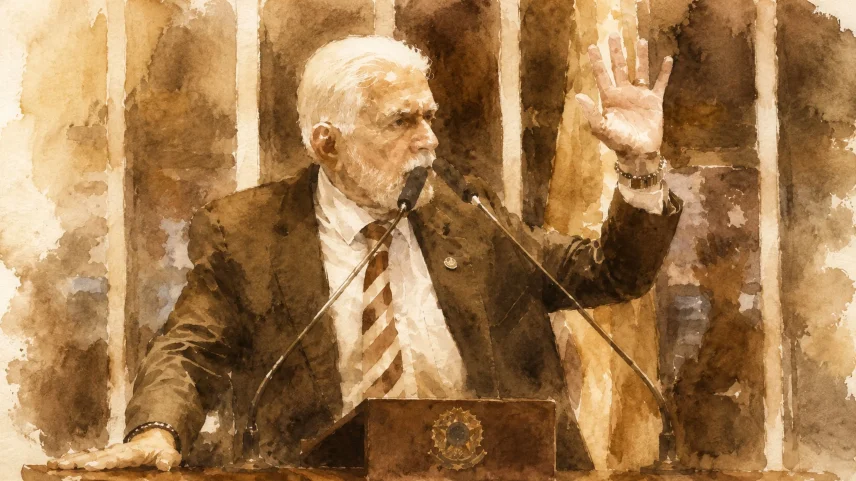 O senador Jaques Wagner, líder do governo Lula no Senado, foi alvo da nona fase da Operação Compliance Zero. (Foto: ChatGPT sobre foto de Carlos Moura/Agência Senado)