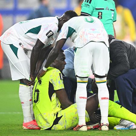 Edouard Mendy, de Senegal, em jogo contra a Noruega pela Copa do Mundo