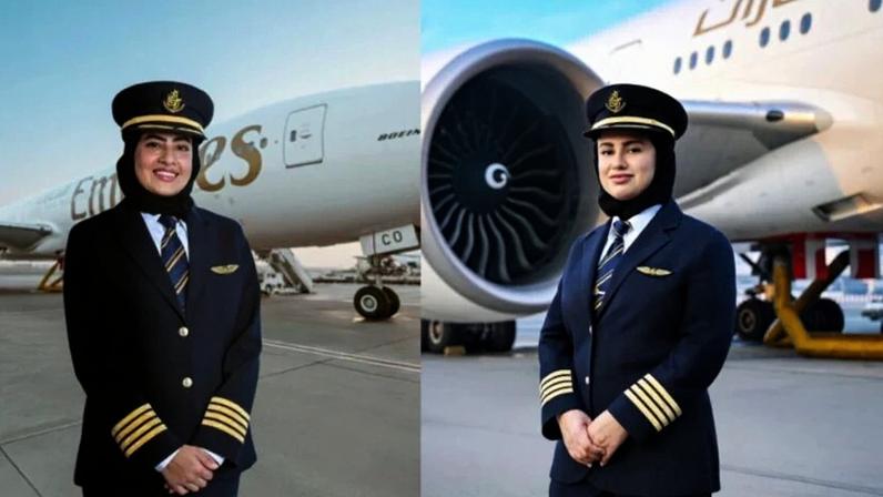 Bakhita Al Mheiri e Hanan Mohammed Jawad são as primeiras mulheres dos Emirados Árabes Unidos a assumir a liderança de aeronaves na Emirates