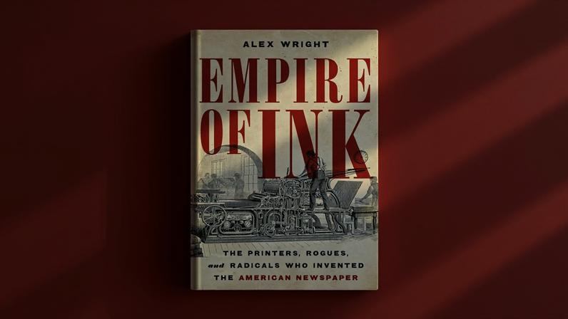 The book on a red background.