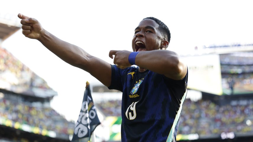 Endrick comemora gol em Brasil x Egito Seleção — Foto: Rafael Ribeiro/CBF