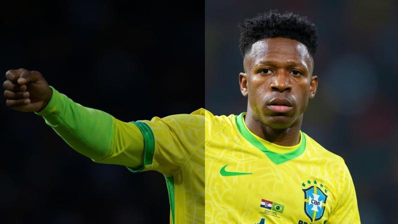 Os atacantes Endrick e Vinícius Júnior, da Seleção Brasileira