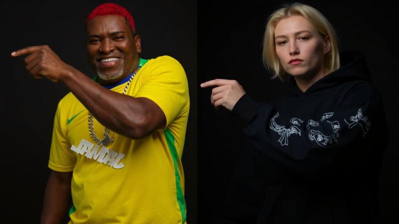 Jamal, criador do famoso passinho que já foi recriado por IA (centro) e ídolos do k-pop
