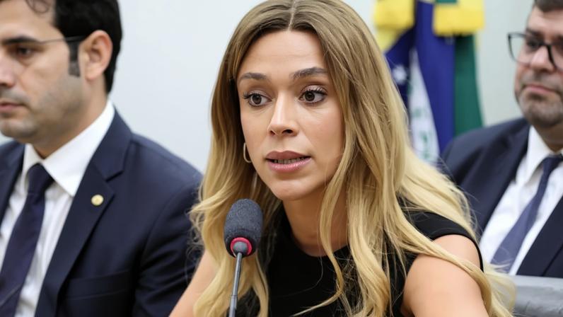Erika Hilton durante sessão em comissão da Câmara dos Deputados