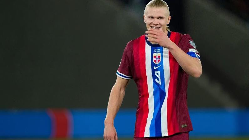 Erling Haaland, atacante da Noruega, durante partida contra Israel, nas Eliminatórias Europeias para a Copa do Mundo