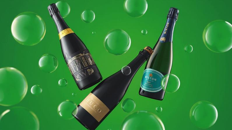 Bottles of English sparkling wine